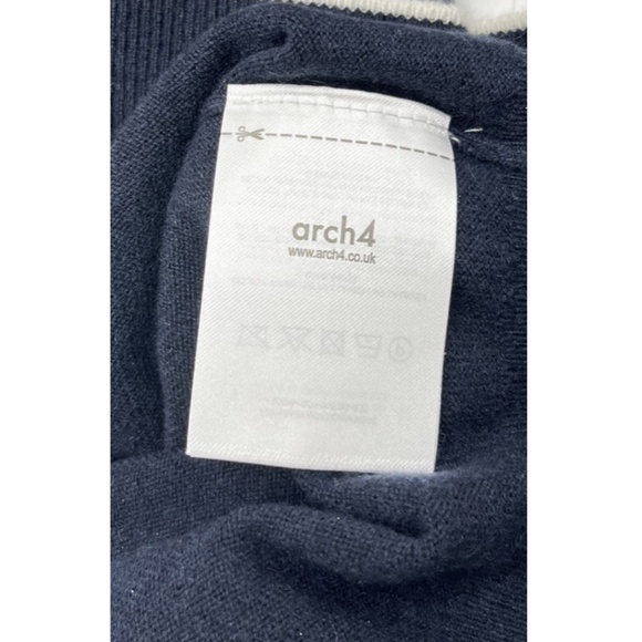 Arch4 Men's 'Swansea' Navy Baby Goat Cashmere Long Sleeve Polo Sweater sz L - Picture 5 of 5